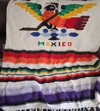 Vtg Hand Hand Crafted Mexican Wool Blanket 74