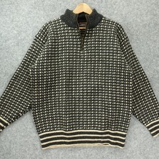 Vintage Norwool Wool Sweater Mens L Charcoal Cozy Fisherman Nordic Zip Norway picture