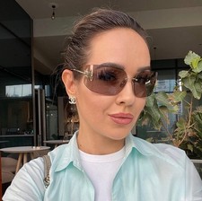 Miu Miu MU 54YS ZVN20F Unisex Square Sunglasses in Gold with Pink Brown  Lens picture