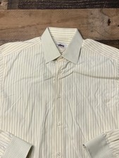 Brioni Dress Shirt Mens 15.5 39 Yellow Stripe Long Sleeve Made Italy Cotton picture