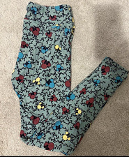 LuLaRoe Disney Minnie Mouse Women’s One Size Blue Leggings Floral Print picture