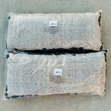 Oversized Oblong Woven Knotted Fringe Decorative Throw Pillow Black Natural x 2 picture