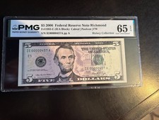 DBR 2006 $5 FRN Richmond Gem Fr. 1993-E PMG 65 EPQ Low Serial IE00000457A picture