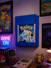3D Printed Pokemon Blue Gameboy Cartridge Wall Art – 9x8in Retro Gaming Decor picture