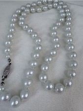 Vintage Faux Glass Pearl Knotted Necklace - 1950s-60s- Elegant Women Jewelry picture