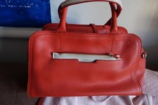 FURLA Leather Orange 2Way Handbag Shoulder Bag with Gold Hardware Authent picture