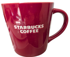 2010 Starbucks Red 16 FL OZ Capacity Coffee Mug Bone China Ceramic Embossed EUC picture