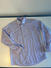 Eton Dress Shirt Mens 17 43 Contemporary Fit Purple Blue Gingham Check Cotton picture