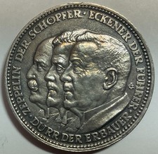 1929 Germany Graf Zeppelin World Flight  Medal - Great Condition - SILVER picture