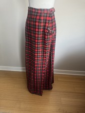 Vintage 70’s Sirotto Sport Red Black Plaid Maxi Wrap Skirt Size M/L picture