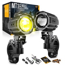 2X LED Motorcycle Auxiliary Lights White Amber Flash LED Driving Fog Lights DRL picture