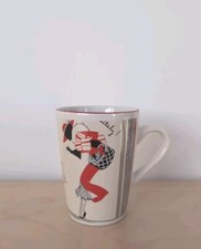 Rosanna Vintage Tall Coffee Mug Christmas Happy New Year Lady With Terrier Dog picture