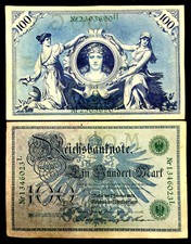  Authentic Historical 1908 Germany 100 Mark Banknote Circulated - 112 Years Old  picture