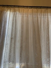 Vintage White Lace Curtain Panel 74” Wide 81” Long Pinch Pleated Drape picture