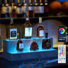 LED Lighted Bottle Shelf 20 Inch, 2-Step Freestanding, Grey, App Control picture