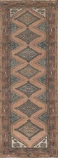 Vintage Geometric Wool Hamedan Runner Rug Handmade Hallway Carpet 3x9 picture