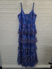 New Hutch Sleeveless Freya Ruffled Gown Inked Iris Size 14 picture