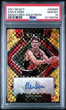 PSA 10 2021 Select Signatures Gold Prizm Steve Kerr Autograph 10/10 POP 1 picture