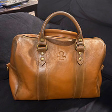 I Medici Firenze Brown Italian leather doctor Satchel Bag Gold Hardware w/ Strap picture