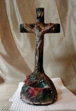 RARE 1920S JESUS ANTIQUE CATHOLIC 11” RELIGIOUS CHALKWARE STATUE VTg picture