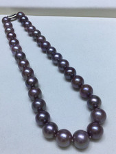 HUGE  12-14mm south sea round lavender pearl necklace 17.5inch 925s picture