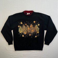 🍂 Morning Sun Black Metallic Fall Crewneck vintage Medium picture