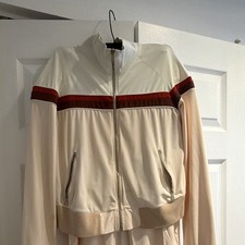 Prada woman’s  2-Piece Tracksuit Full Zip Jacket & Pants Colorblock Beige L picture