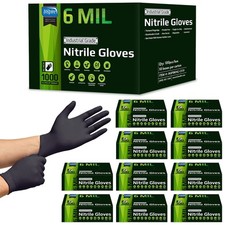 Inspire HEAVY DUTY 6Mil Stretch Nitrile Gloves Black Large Disposable Latex Free picture