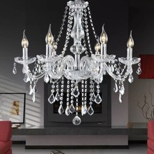 Elegant Crystal Glass Ceiling Pendant Lighting Fixture 6 Lights Chandelier US picture