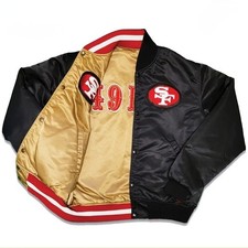 Mens Vintage 80s San Francisco 49ers Bomber Vintage Reversible Gold Jacket picture