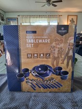 Stansport 24 Pc. Set Of Blue Enamel Tableware -Camping-RV's-Home Use---(D) picture