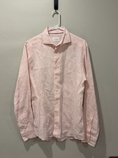 Eton Plain Weave 100% Linen Shirt Size 40/15 3/4 Slim Pink picture