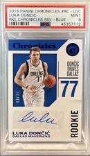 2018-19 Panini Chronicles Luka Doncic Rookie Signatures Blue #/49 PSA 9 FD302 picture