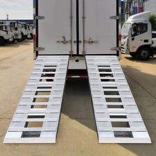 2pcs Aluminum Trailer Ramps Truck Car Auto Trailer Ramps Loading Ramps Silver picture
