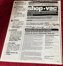 Shop-Vac Series 2000 Wet/Dry Vac Owner's Manual 1999 picture