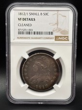 1812/1 Capped Bust Half Dollar 50C NGC VF Details Cleaned Small 8 Overdate picture