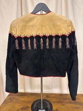 Patty Lewis Vintage Leather Suede Hand Painted Women's Indian Feathers Western picture