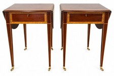 Stunning Pair of Mahogany Inlay Pembroke Drop Leaf Tables picture