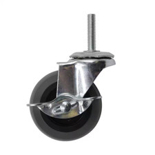 8PK Everbilt 3 inch Threaded Stem with Brake Non-Marking Rubber Caster Wheel picture