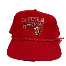Vintage Indiana Hoosiers Script Red SnapBack Trucker Hat & Rope Youngan picture