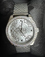 GUESS GW0748L1 40th Anniversary Crystal Quattro G Silver Mesh Watch 32mm picture