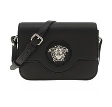Versace 1008100 La Medusa Shoulder Bag Black Grained Leather Crossbody $1600 picture