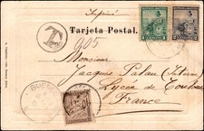 Argentina c.1905 Tarjeta Postal 1c+3c to France Taxed picture