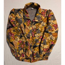 Vintage FUDA International 100% Silk Floral Windbreaker Jacket Women's M picture