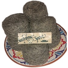 Vintage Brunswick Ballybrae Sport Yarn 7 Balls Gray Tweed 100% Virgin Wool USA picture