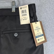 Haggar Dress Suit Pants Mens 38x30 Black Travel Performance Slim Fit Stretch NWT picture