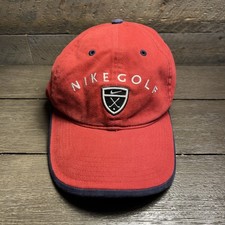 Vintage Nike Golf Adjustable Strapback Hat Cap Red OSFA Embroidered Logo Y2K picture