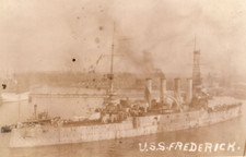 WWI USS Frederick Navy Cruiser RPPC Real Photo Postcard picture
