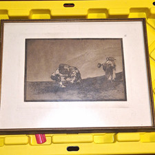 Francisco de Goya Tauromaquia Pl.16 Etching Print 1921 Matted Framed 14x18