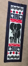 Original Kenya Batik Elephant & Baby Textile Wall Hanging African Folk Art 61